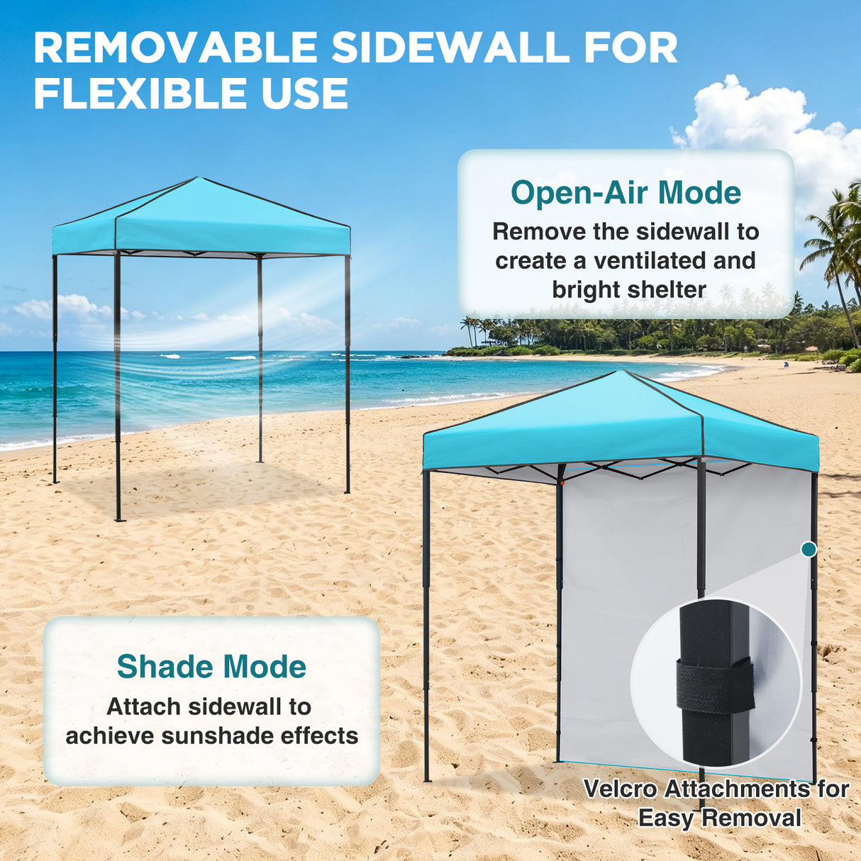 6x4 Instant Pop Up Canopy Tent with 1 Side Wall Panel