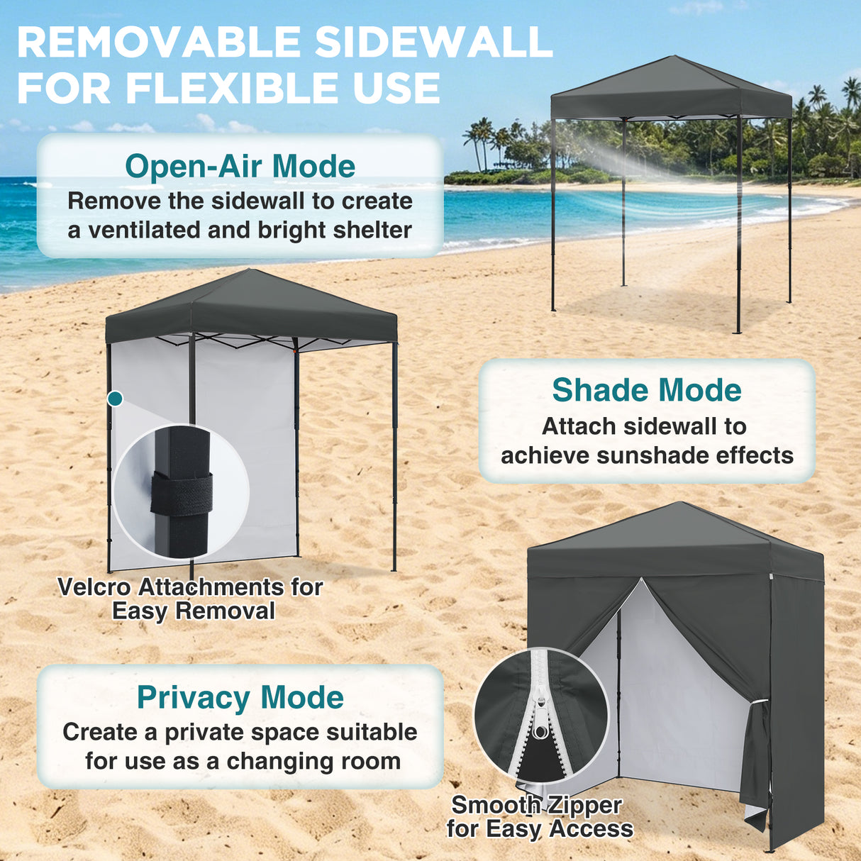 6x4 Instant Pop Up Canopy Tent with 4 Side Wall Panels