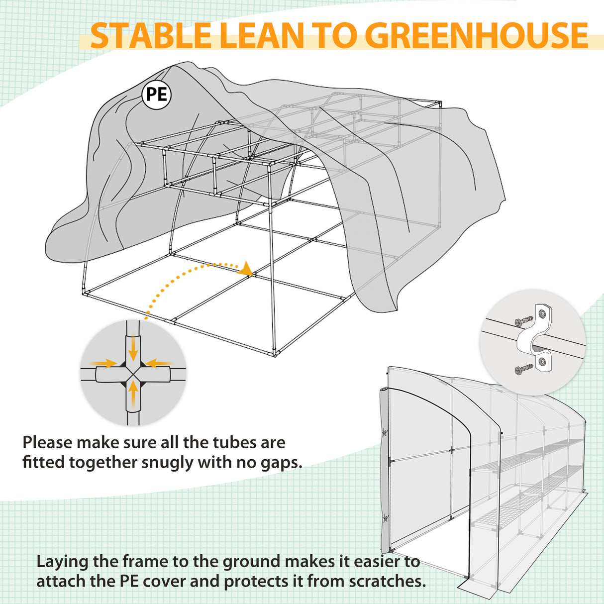 9.9x4.9x7.1 Outdoor Lean to Walk-in Greenhouse with Shelf