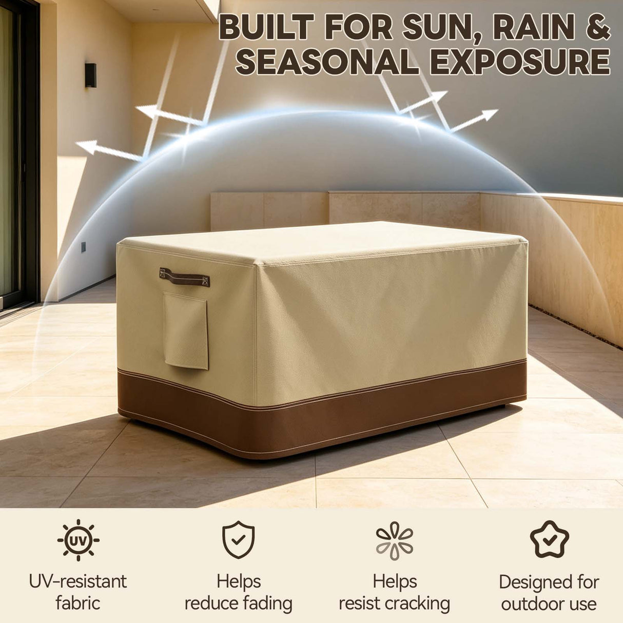 Patio Furniture Cover, Small Coffee Table 34.5''W×21''D×15.5''H