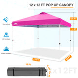 EAGLE PEAK 12x12 Pop Up Canopy Tent Instant Outdoor Canopy Easy Set-up Straight Leg Folding Shelter with Wheeled Bag, 8 Stakes, 4 Sand Bags, and 4 Ropes