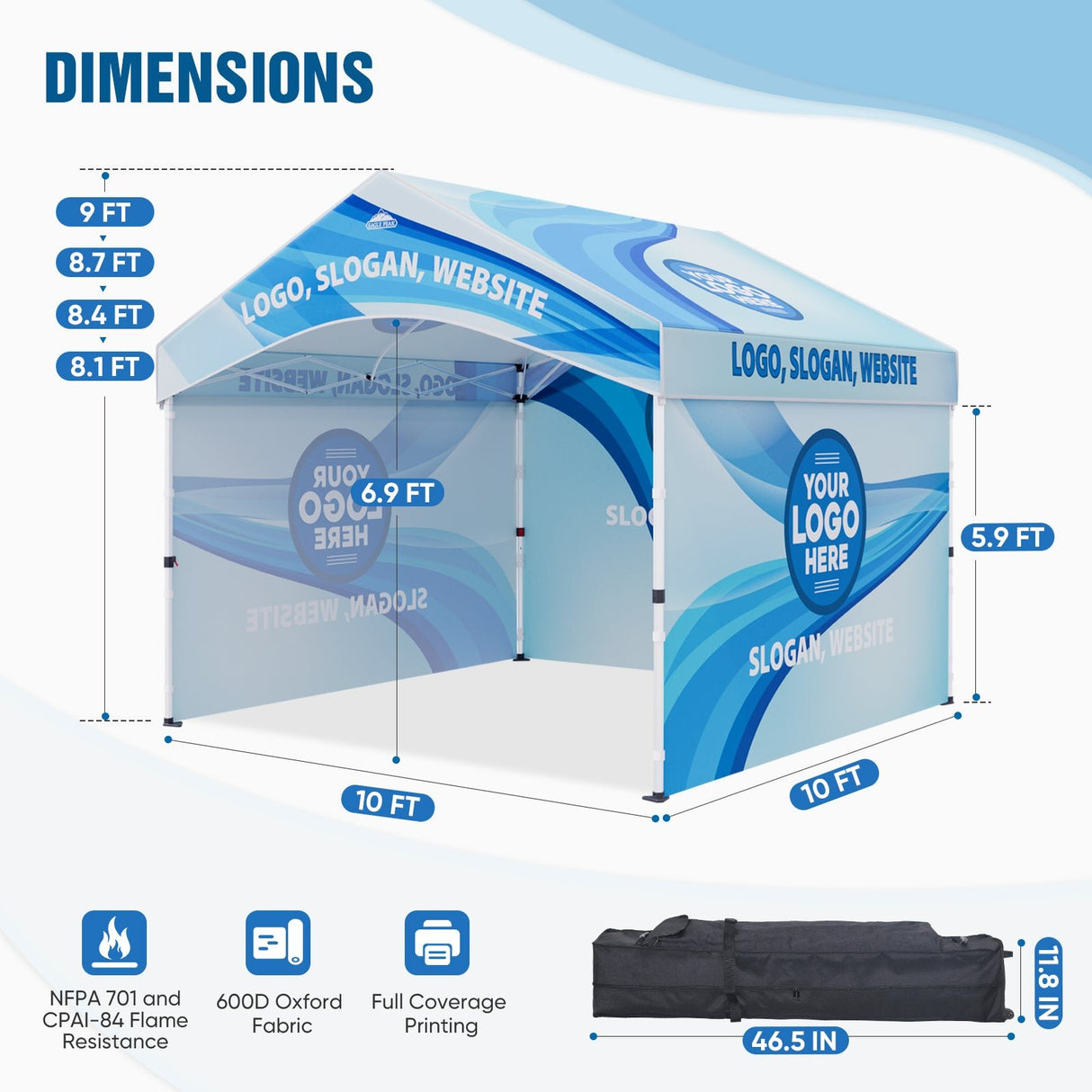 Alps Aluminum Frame Gable Roof Custom Canopy Tent 10x10 - Eagle Peak Custom Canopy Tent