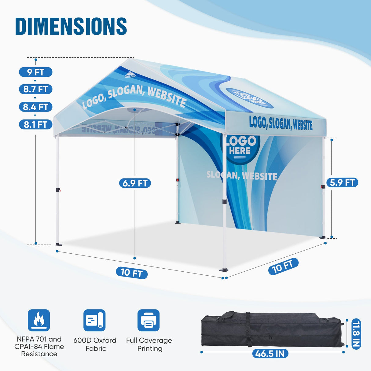 Alps Aluminum Frame Gable Roof Custom Canopy Tent 10x10 - Eagle Peak Custom Canopy Tent