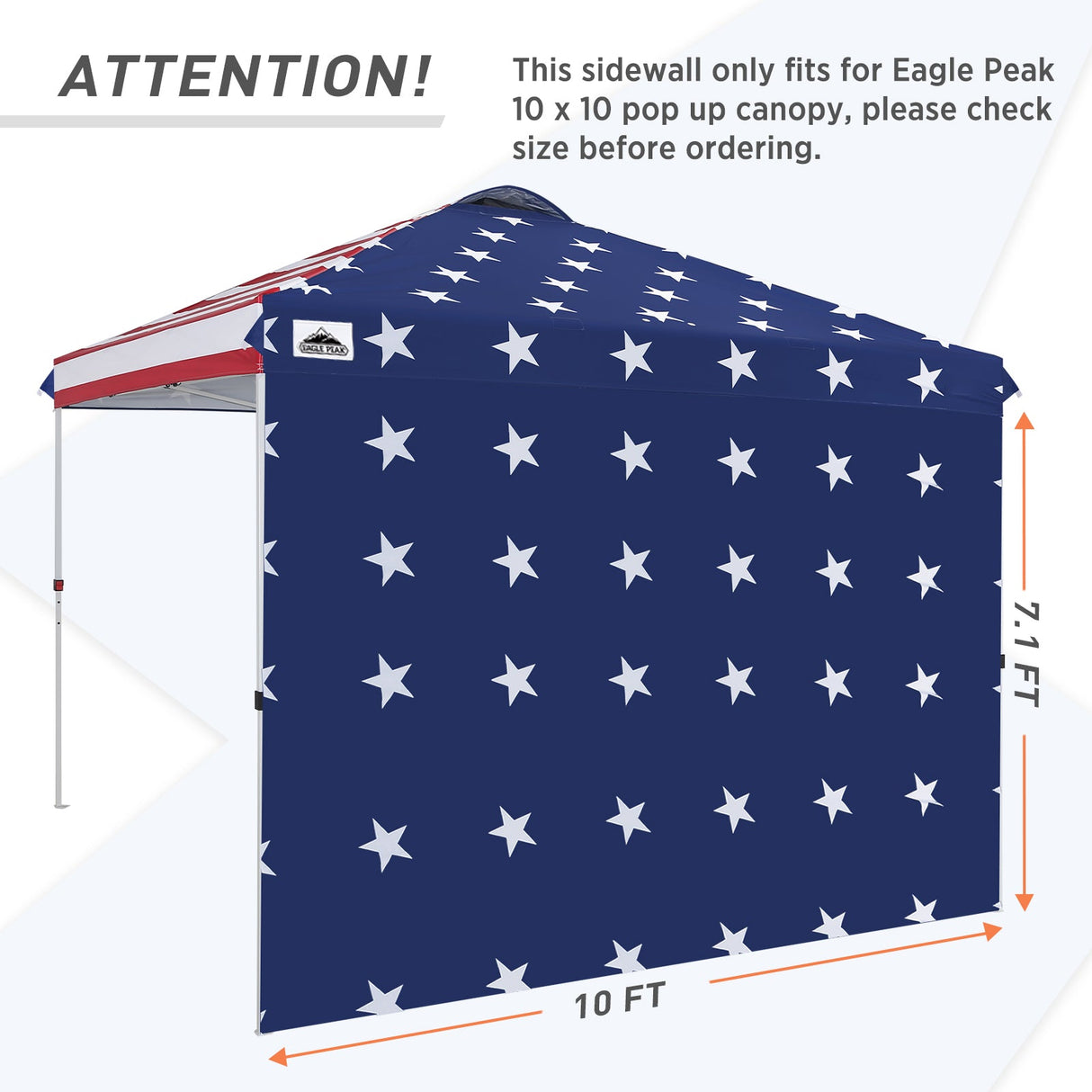 Canopy SunWall for E100 10x10 Straight Leg Pop Up Canopy, 1 Sidewall - Eagle Peak Custom Canopy Tent