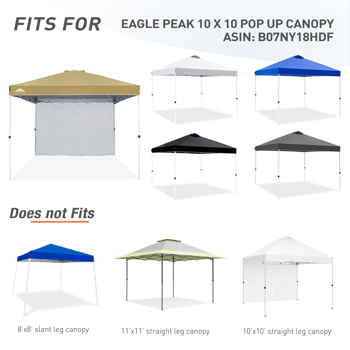 Canopy SunWall for E100 10x10 Straight Leg Pop Up Canopy, 1 Sidewall - Eagle Peak Custom Canopy Tent