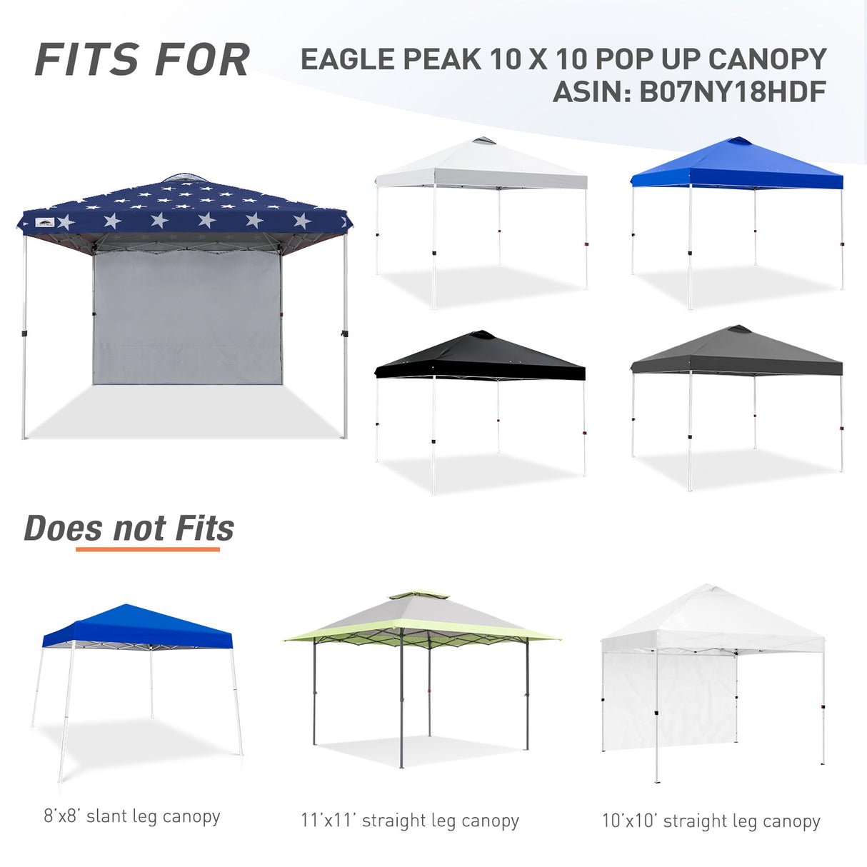 Canopy SunWall for E100 10x10 Straight Leg Pop Up Canopy, 1 Sidewall - Eagle Peak Custom Canopy Tent