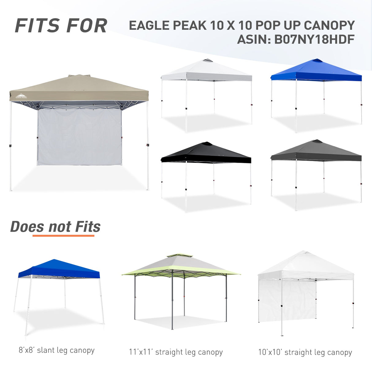 Canopy SunWall for E100 10x10 Straight Leg Pop Up Canopy, 1 Sidewall - Eagle Peak Custom Canopy Tent