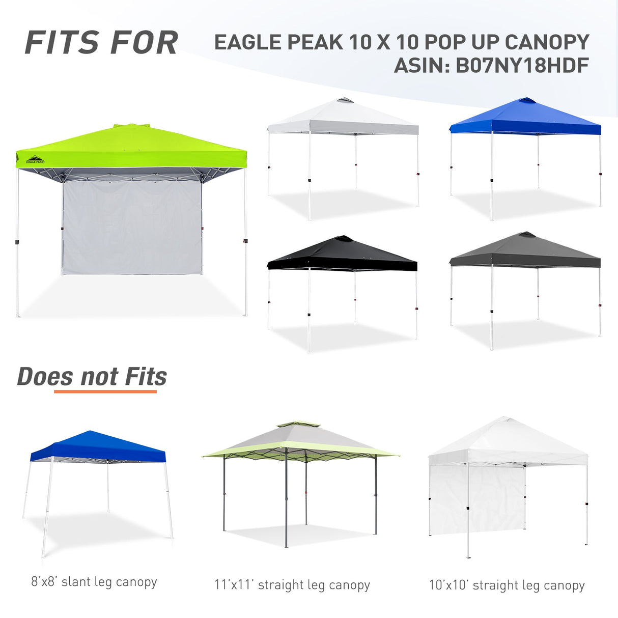 Canopy SunWall for E100 10x10 Straight Leg Pop Up Canopy, 1 Sidewall - Eagle Peak Custom Canopy Tent