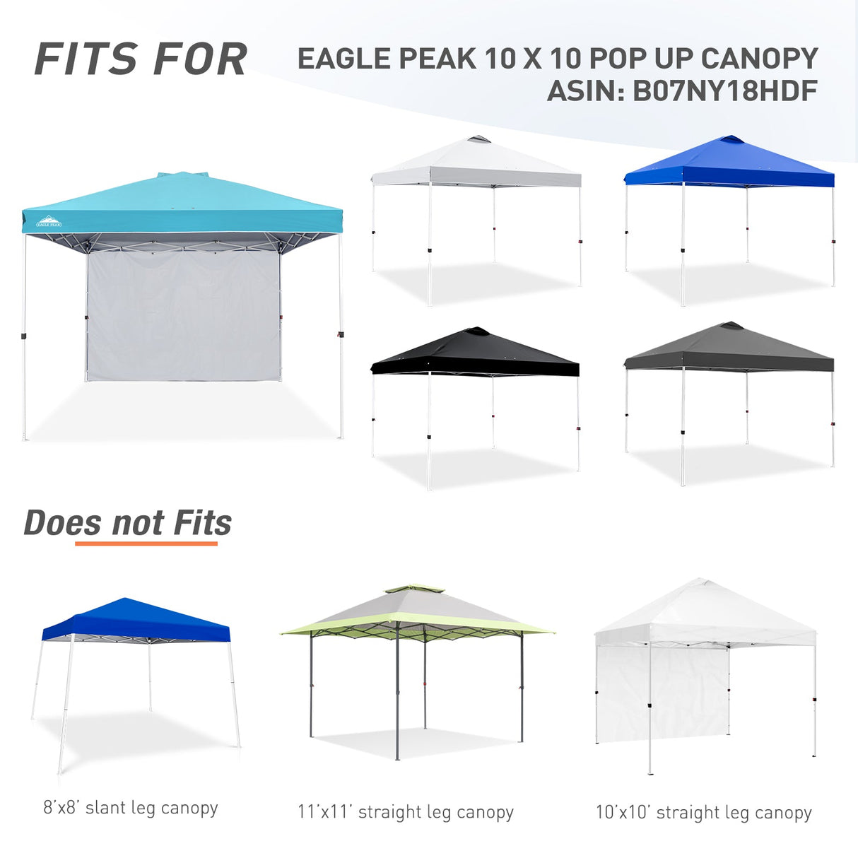 Canopy SunWall for E100 10x10 Straight Leg Pop Up Canopy, 1 Sidewall - Eagle Peak Custom Canopy Tent