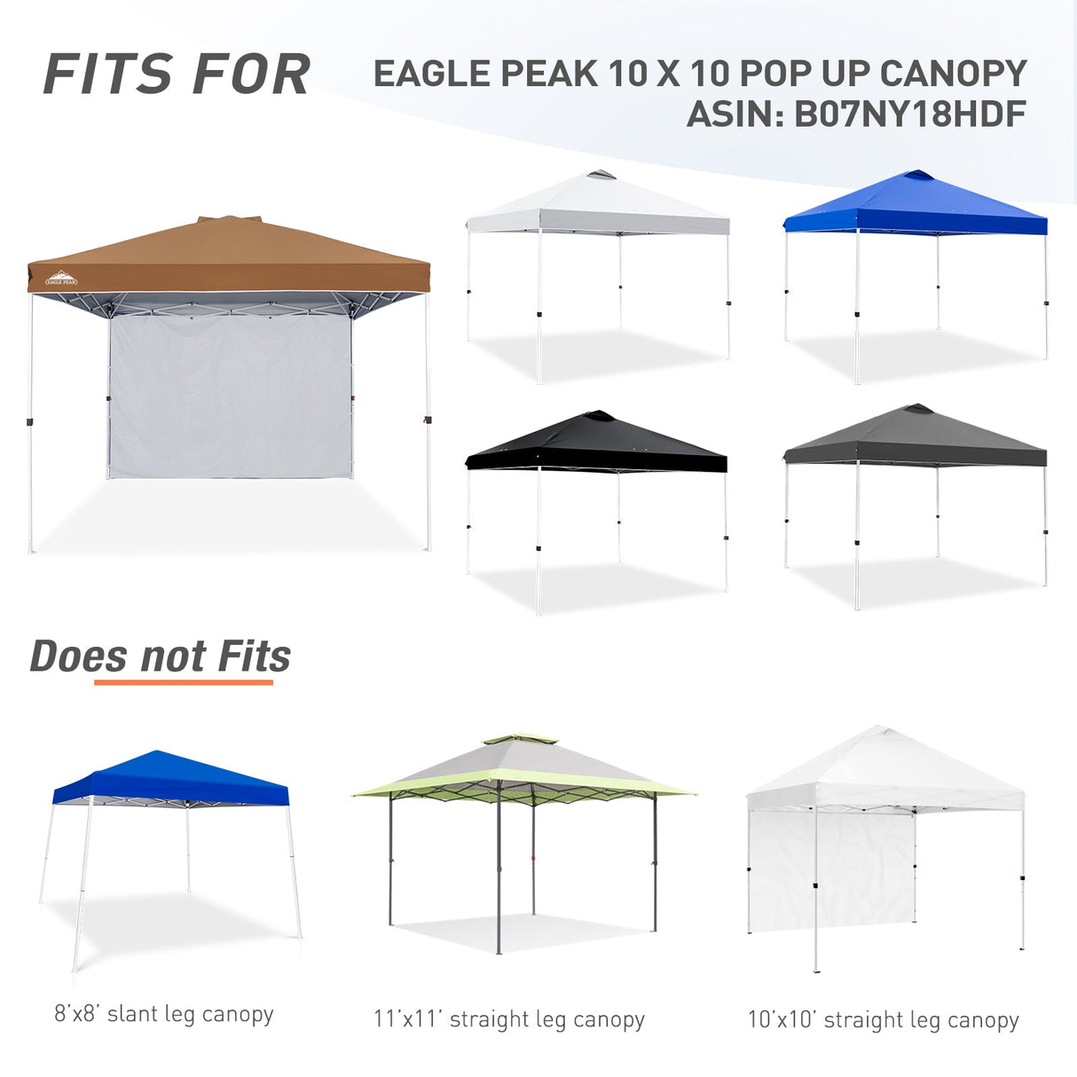 Canopy SunWall for E100 10x10 Straight Leg Pop Up Canopy, 1 Sidewall - Eagle Peak Custom Canopy Tent