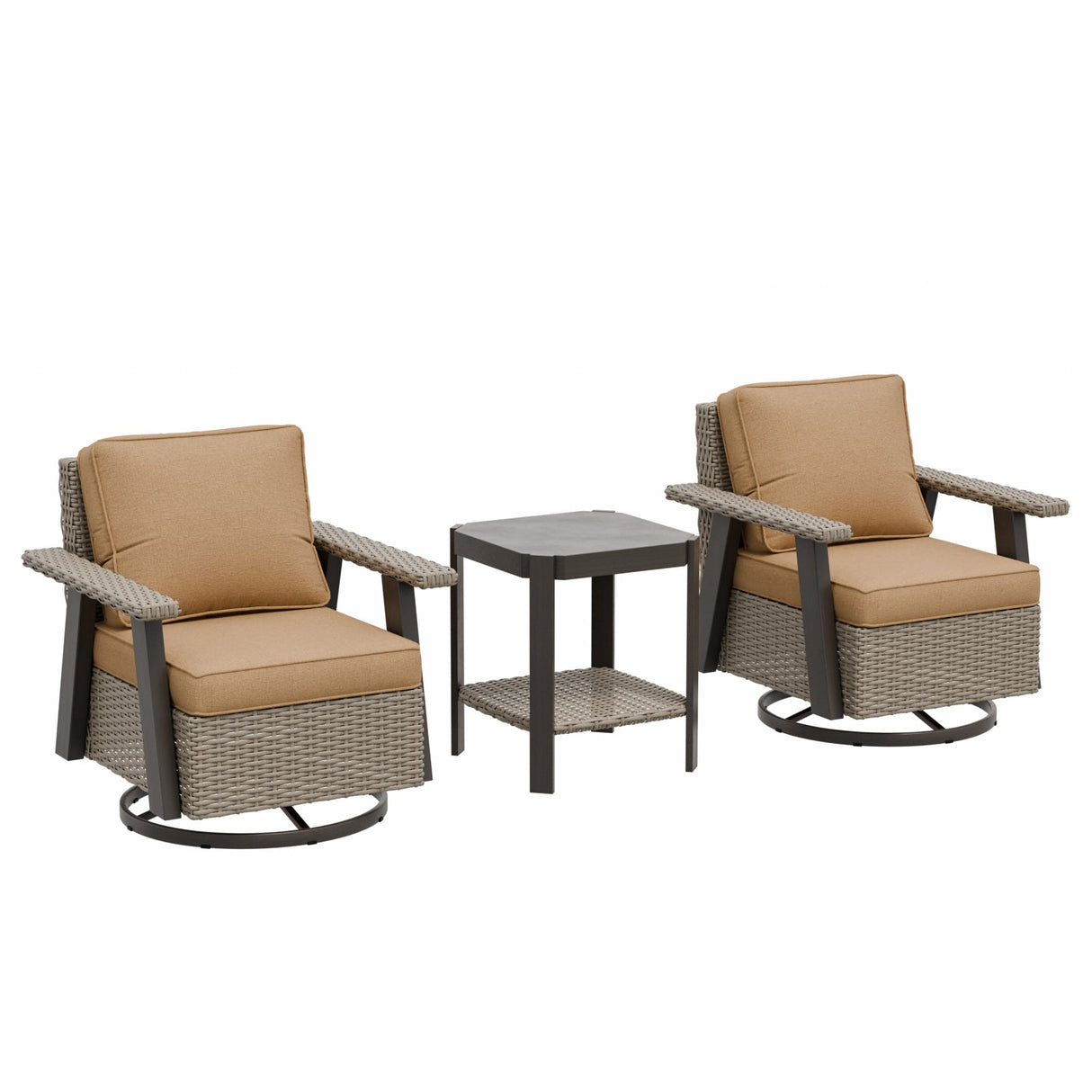 Classic Wicker Patio Bistro Set of 3, Beige/Beige, Red, Dark Blue, Tan, Black - Eagle Peak Custom Canopy Tent