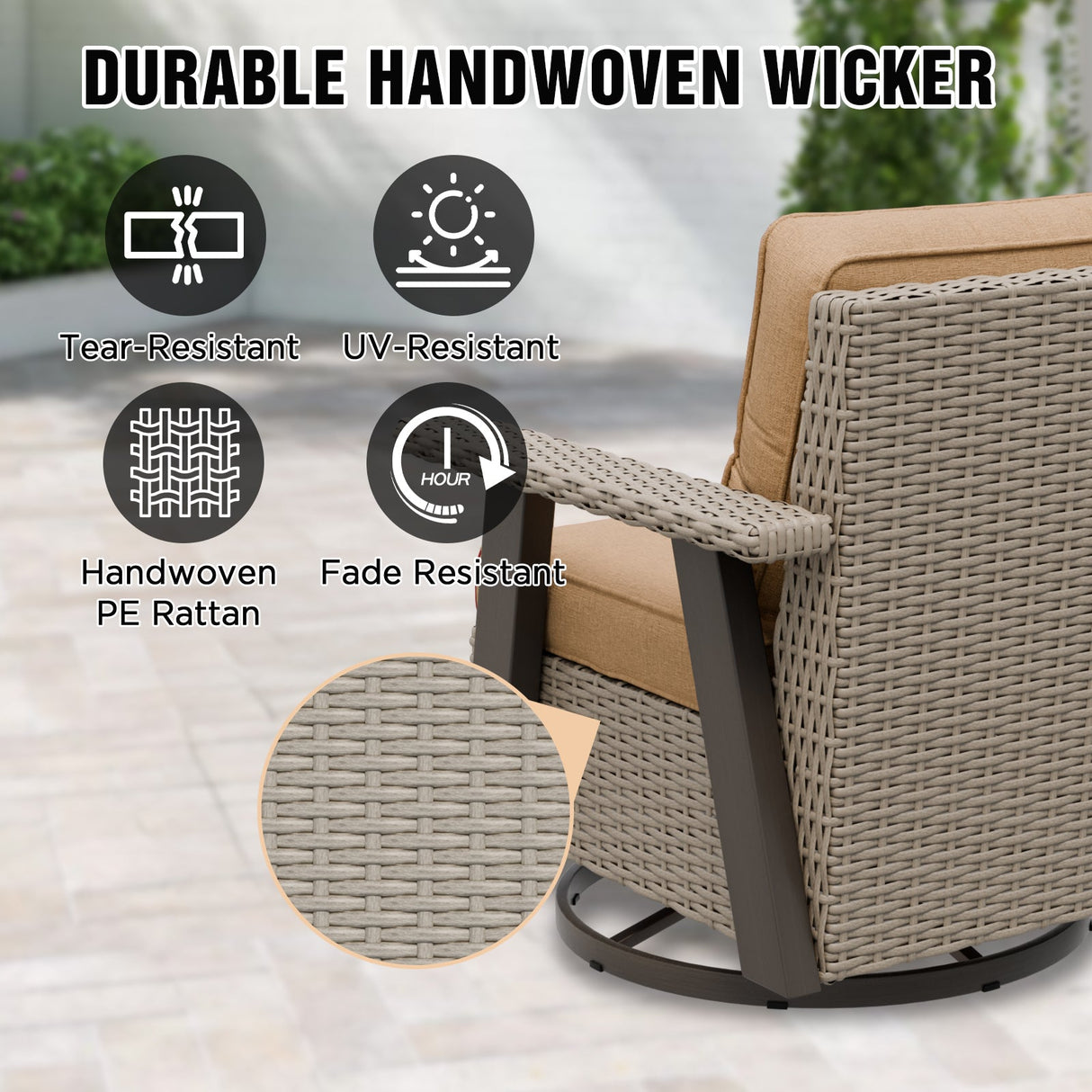 Classic Wicker Patio Bistro Set of 3, Beige/Beige, Red, Dark Blue, Tan, Black - Eagle Peak Custom Canopy Tent