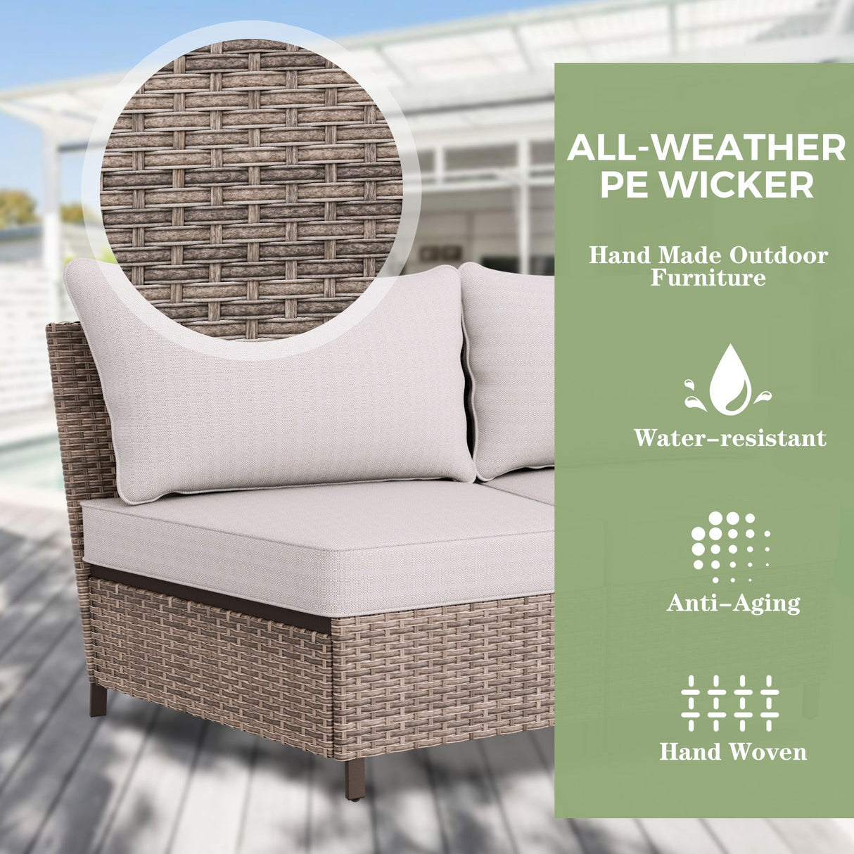 Coastal Vista Outdoor Patio Furniture Set w/ Sectional Sofas, and Coffee Table, Seats 5 - Eagle Peak Custom Canopy Tent