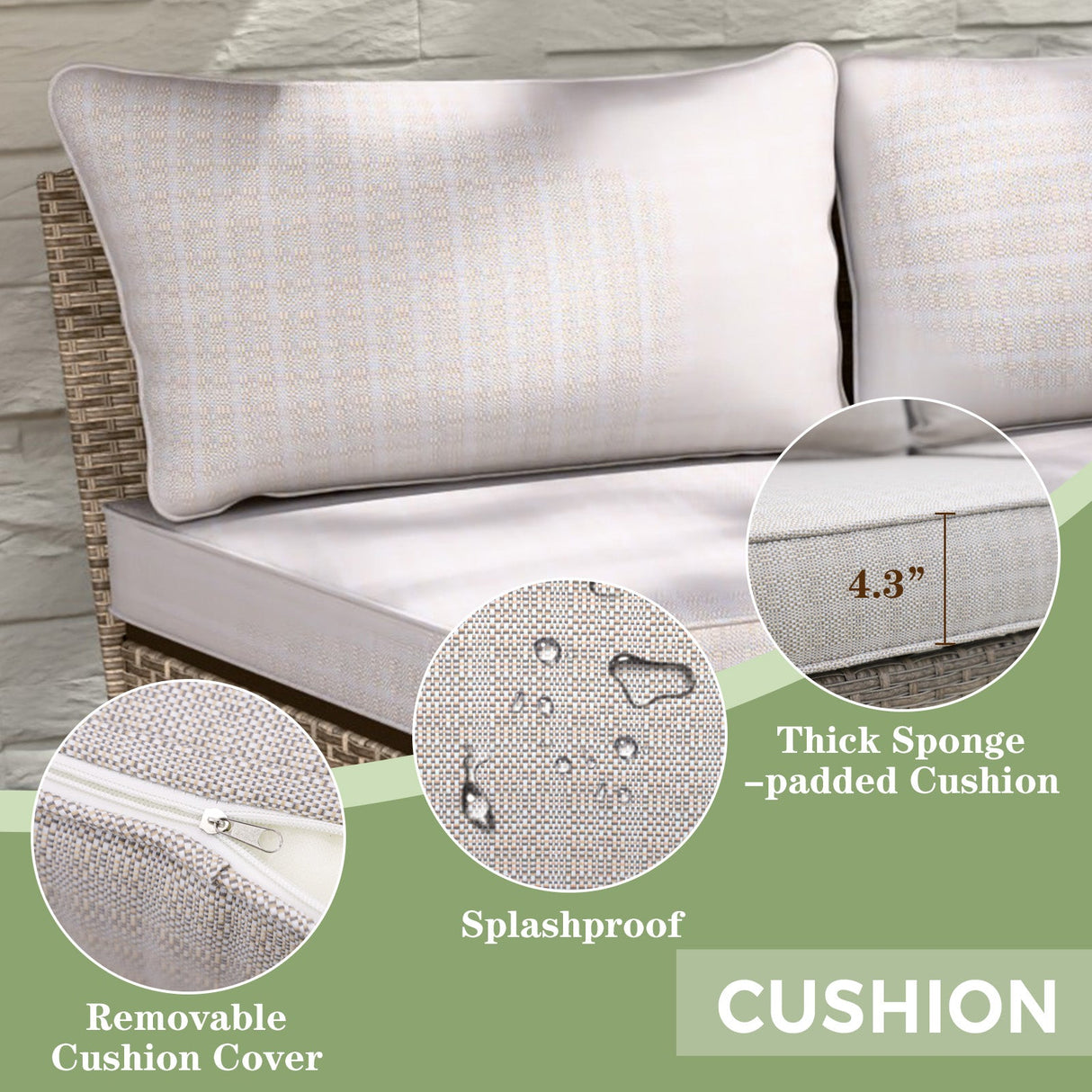 Coastal Vista Outdoor Patio Furniture Set w/ Sectional Sofas, and Coffee Table, Seats 5 - Eagle Peak Custom Canopy Tent