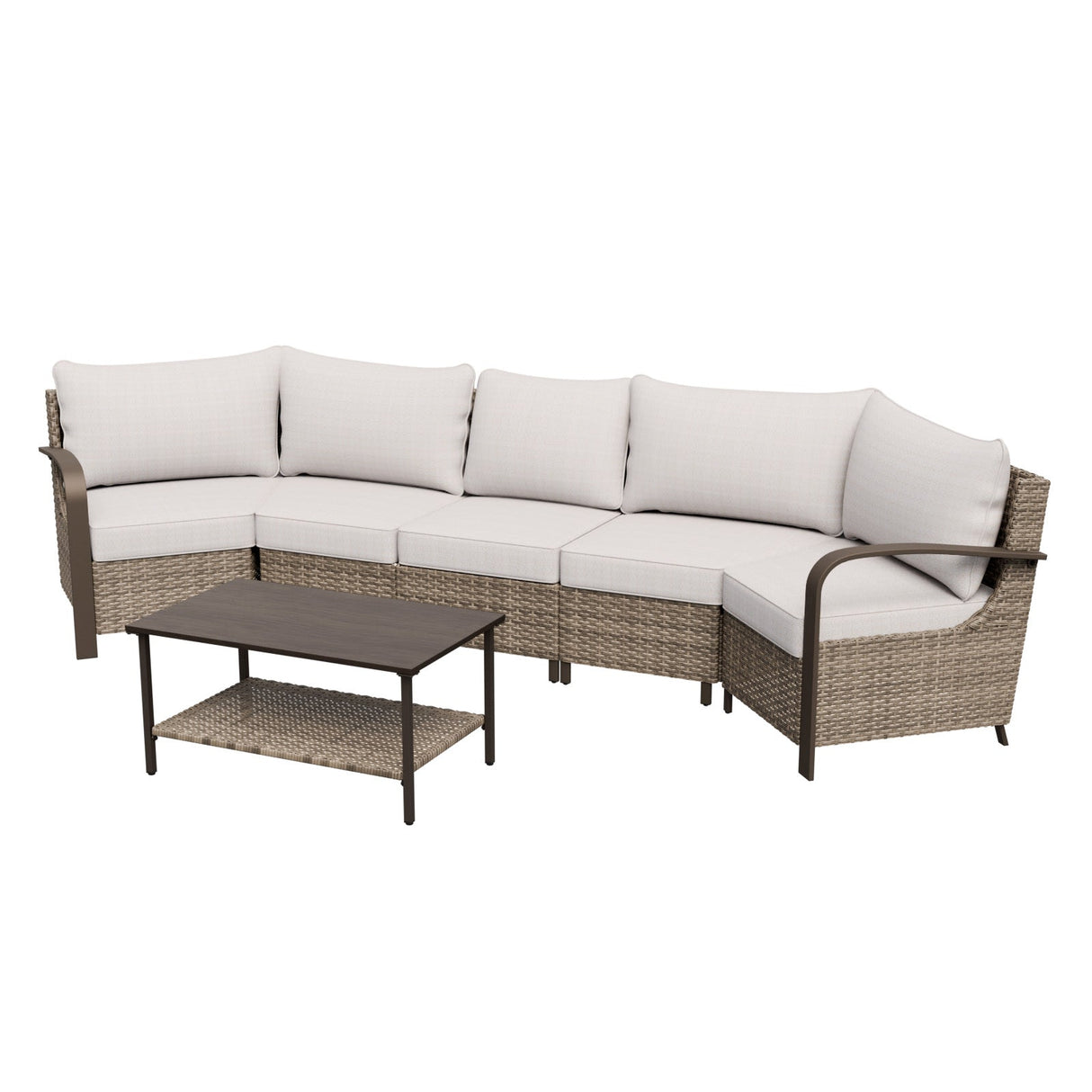 Coastal Vista Outdoor Patio Furniture Set w/ Sectional Sofas, and Coffee Table, Seats 5 - Eagle Peak Custom Canopy Tent