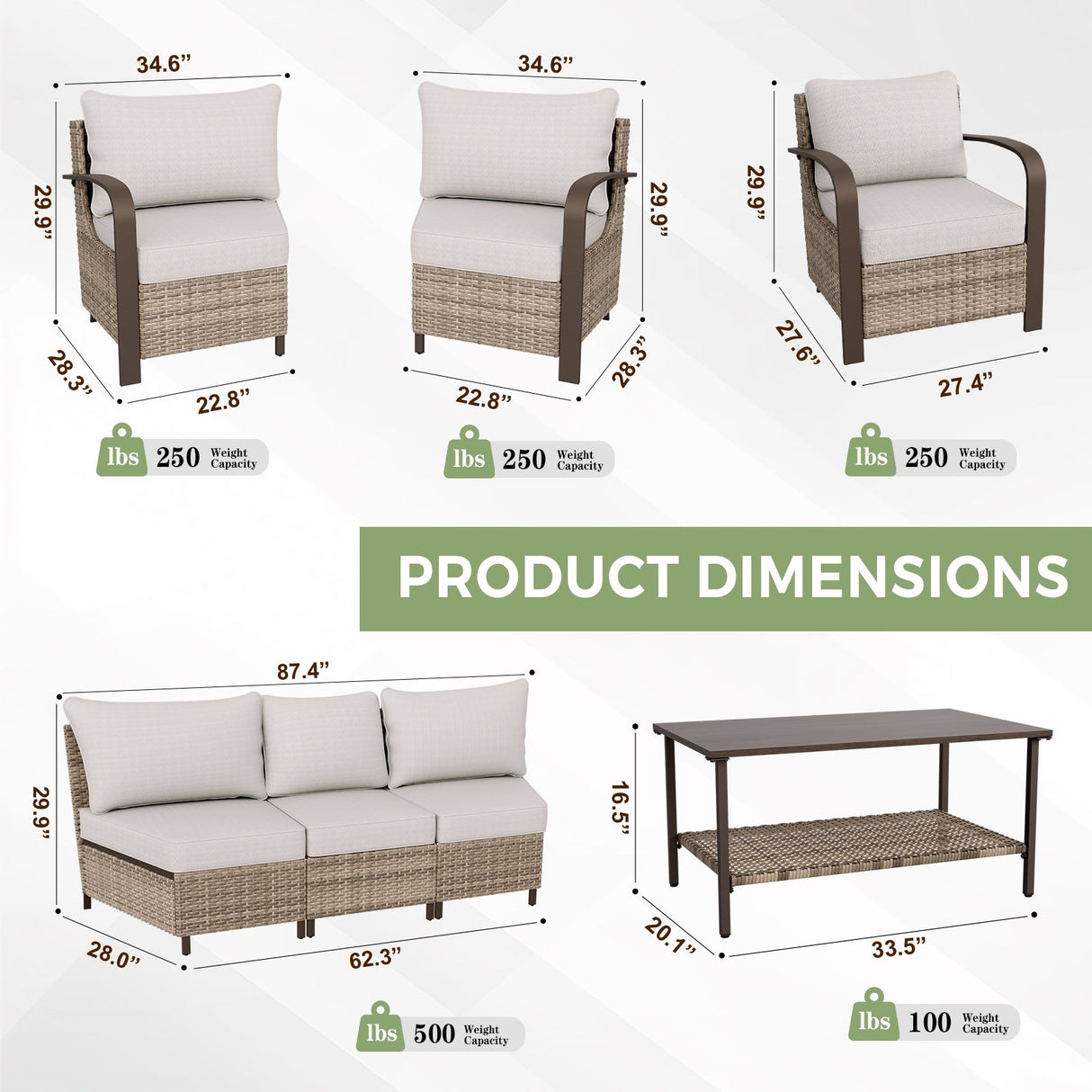 Coastal Vista Outdoor Patio Furniture Set w/Chairs, Seats 7 - Eagle Peak Custom Canopy Tent
