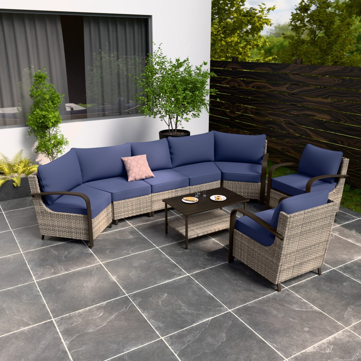 Coastal Vista Outdoor Patio Furniture Set w/Chairs, Seats 7 - Eagle Peak Custom Canopy Tent