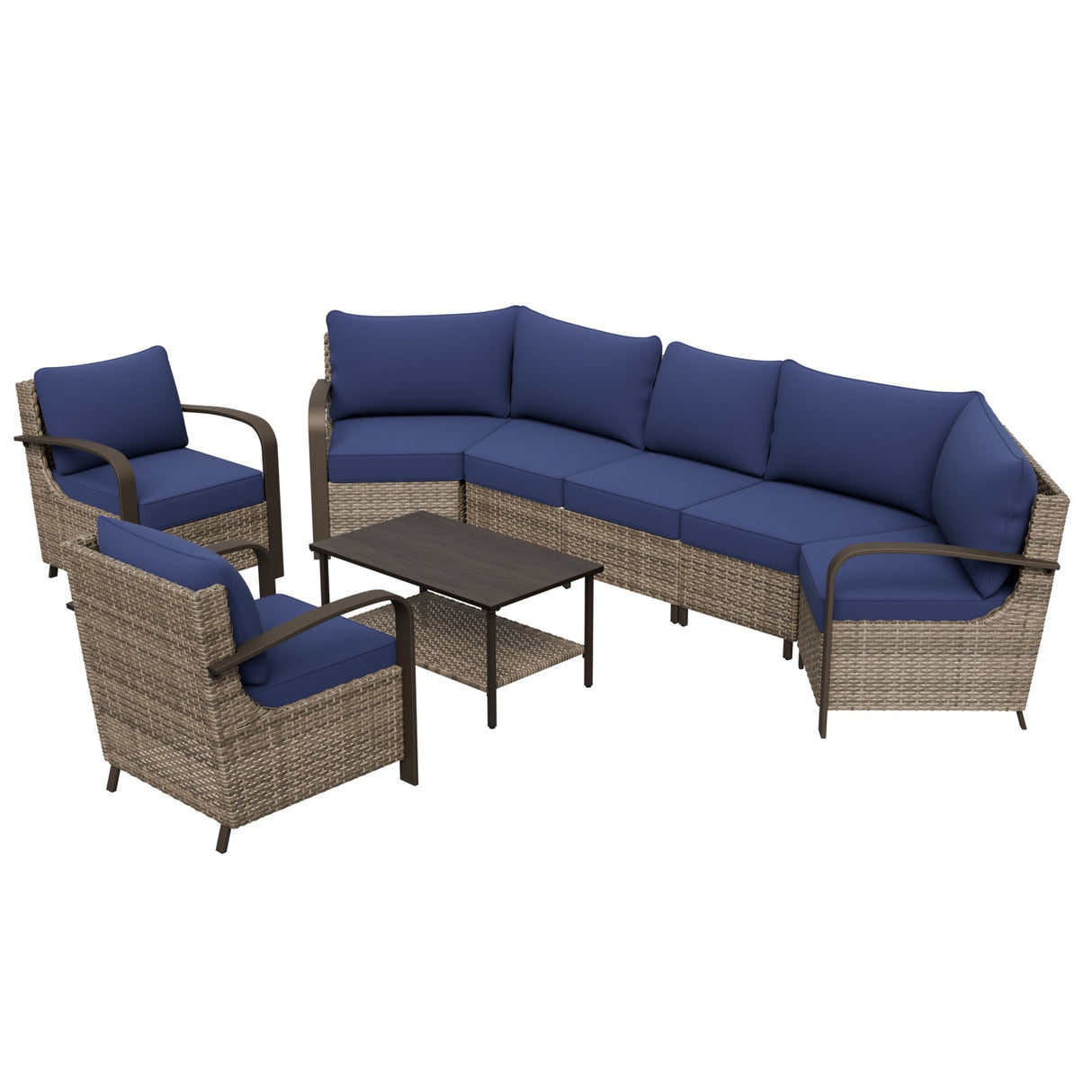 Coastal Vista Outdoor Patio Furniture Set w/Swivel Rocker Chairs, Seats 7 - Eagle Peak Custom Canopy Tent