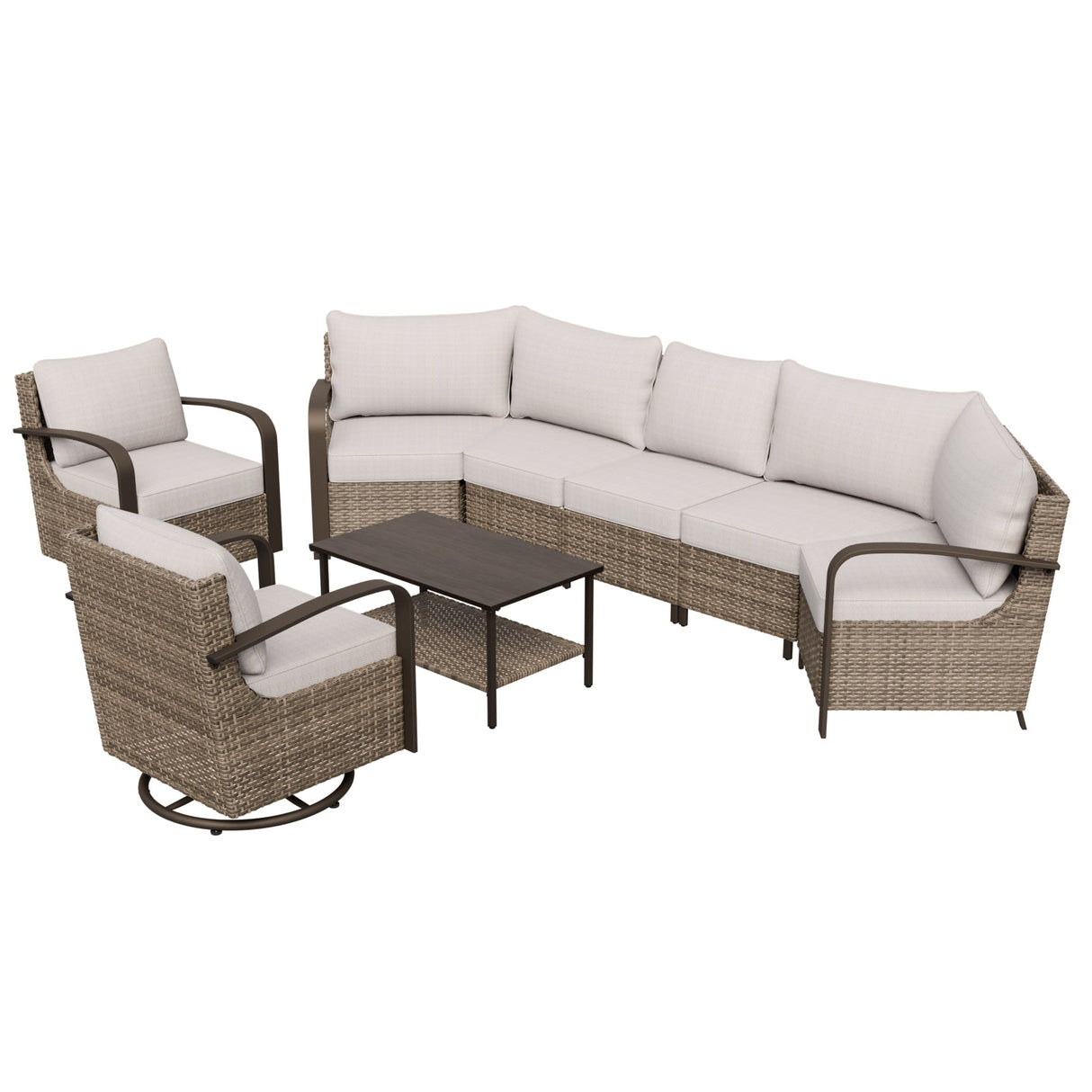 Coastal Vista Outdoor Patio Furniture Set w/Swivel Rocker Chairs, Seats 7 - Eagle Peak Custom Canopy Tent