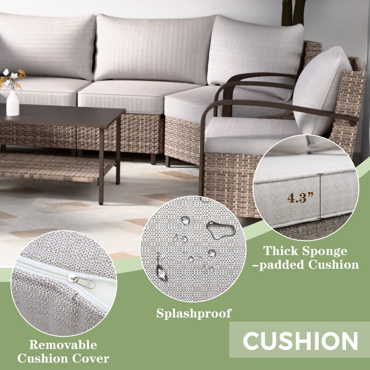 Coastal Vista Patio Furniture Set w/Swivel Rocker Chairs, Seats 6 - Eagle Peak Custom Canopy Tent