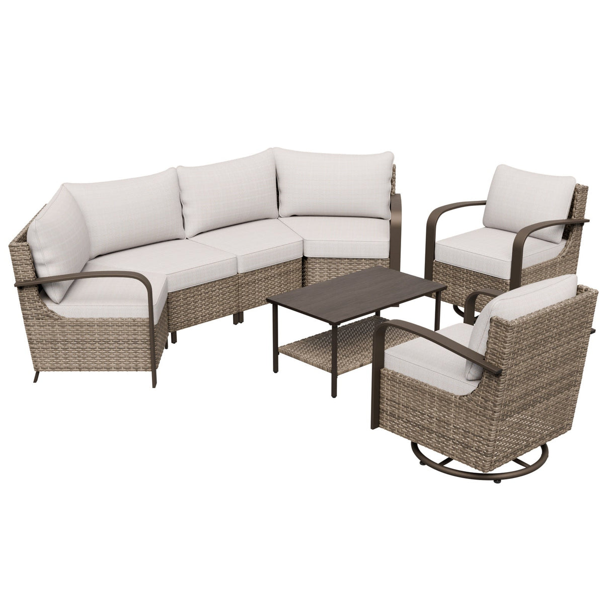 Coastal Vista Patio Furniture Set w/Swivel Rocker Chairs, Seats 6 - Eagle Peak Custom Canopy Tent