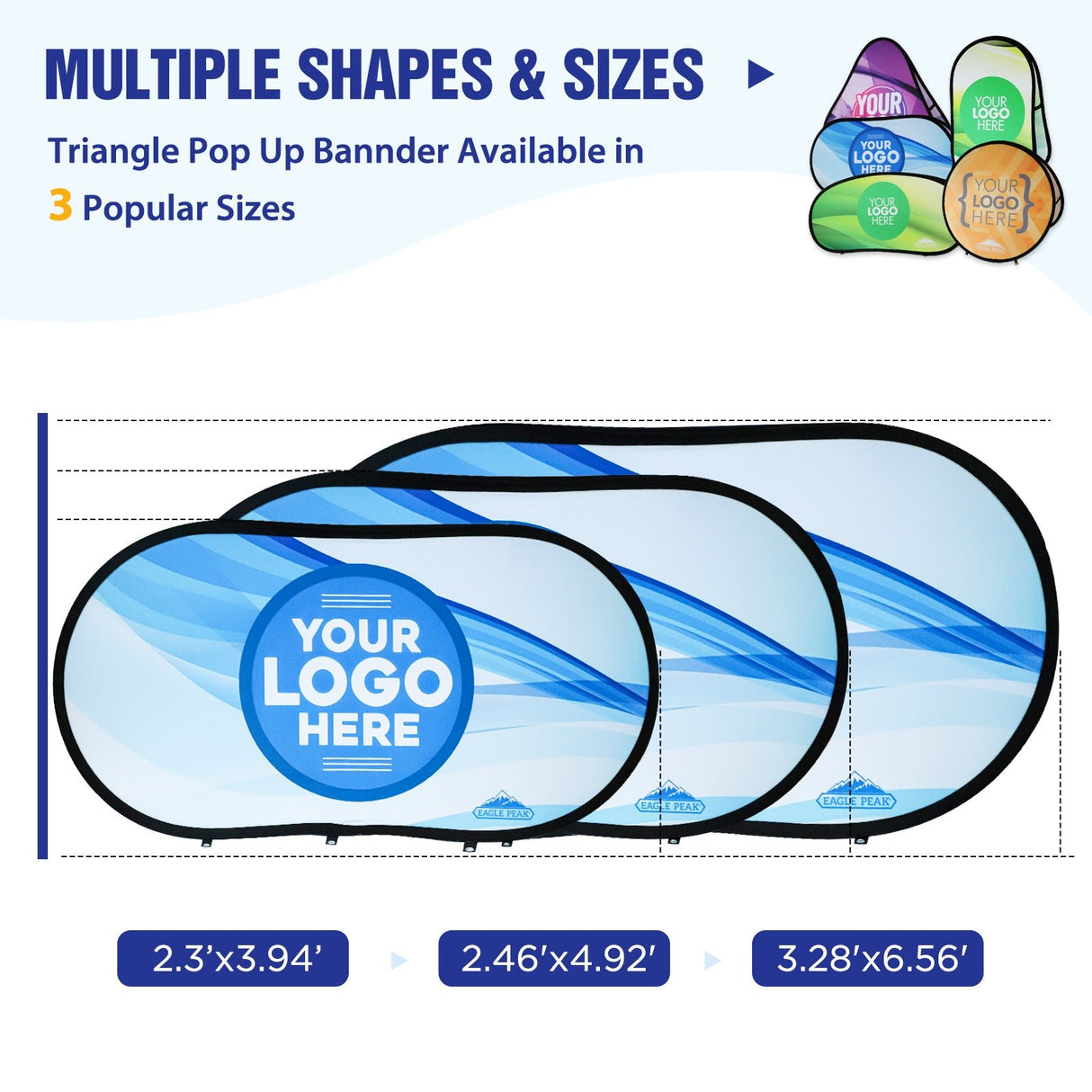 Custom A Frame Pop Up Banner Display, Vertical/Triangle/Oval/Circle/Horizontal - Eagle Peak Custom Canopy Tent