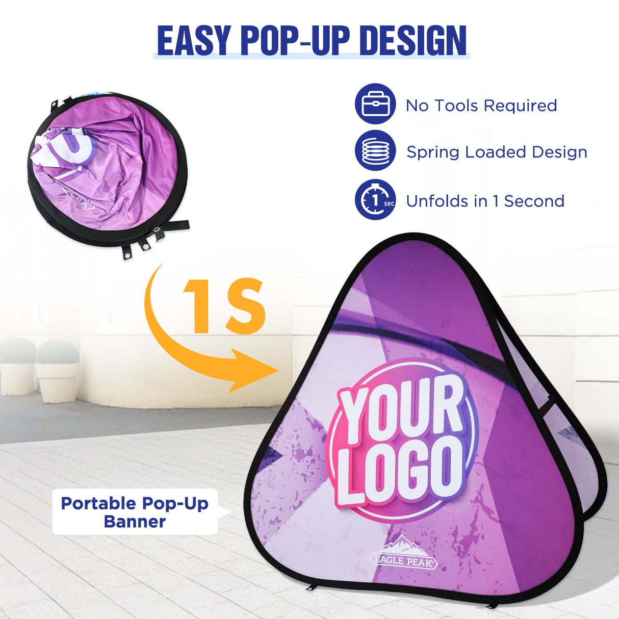 Custom A Frame Pop Up Banner Display, Vertical/Triangle/Oval/Circle/Horizontal - Eagle Peak Custom Canopy Tent