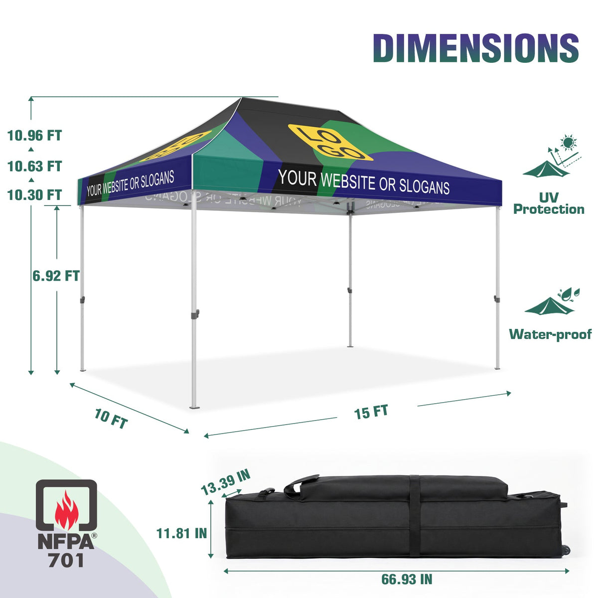 Custom Canopy Tent 10x15 with Logo, Custom Vendor Tent - Eagle Peak®