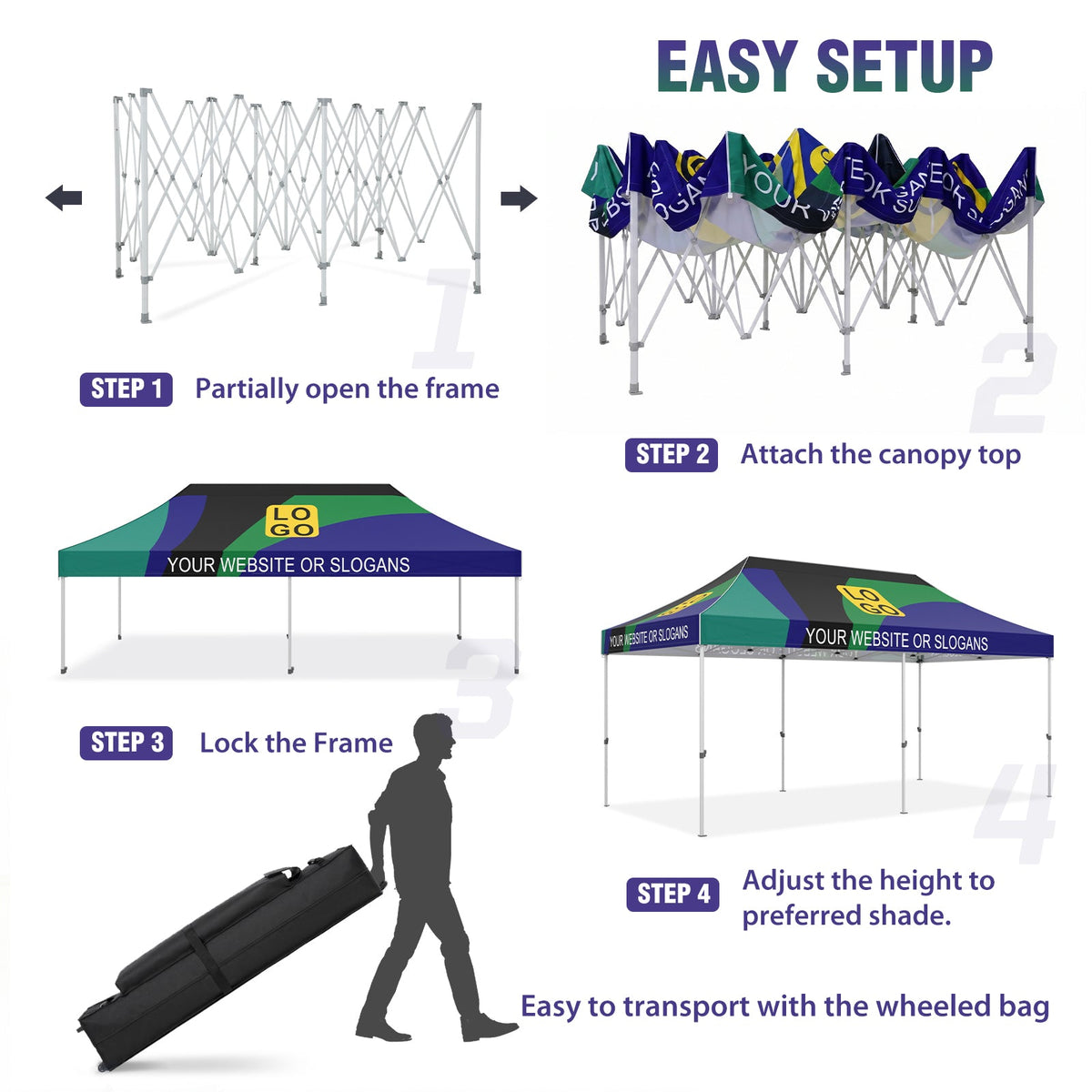 Custom Canopy Tent 10x20 with Logo, Custom Vendor Tent - Eagle Peak®