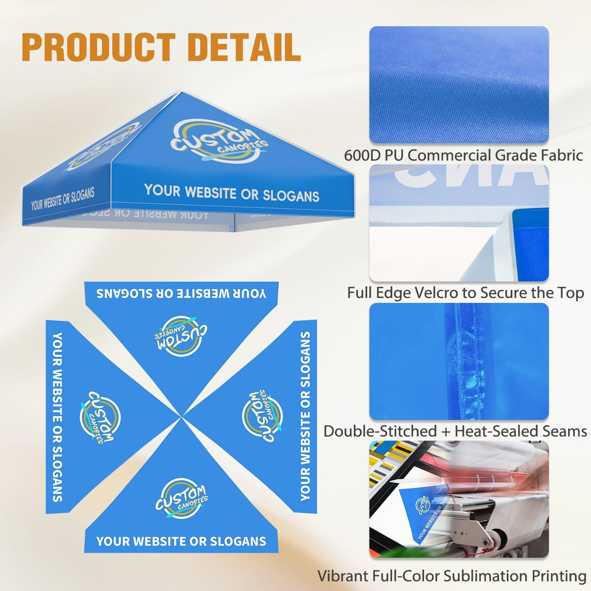 Custom Canopy Top Cover with Sidewall to Fit Your 5x5 Canopy Frame - Eagle Peak Custom Canopy Tent