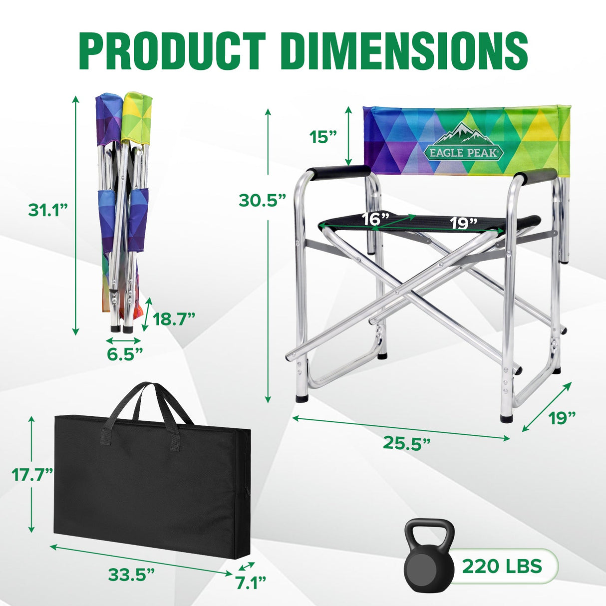 Custom Folding Director Chair with Backrest - Eagle Peak®