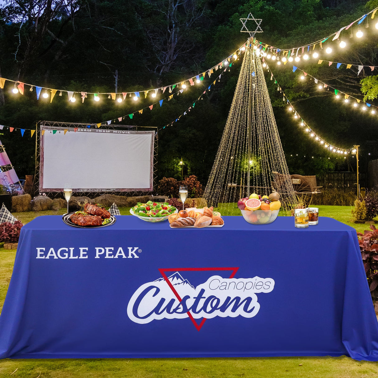 Custom Logo Table Cloth Personalized Table Cover with Your Logo, 4ft/6ft/8ft - Eagle Peak Custom Canopy Tent