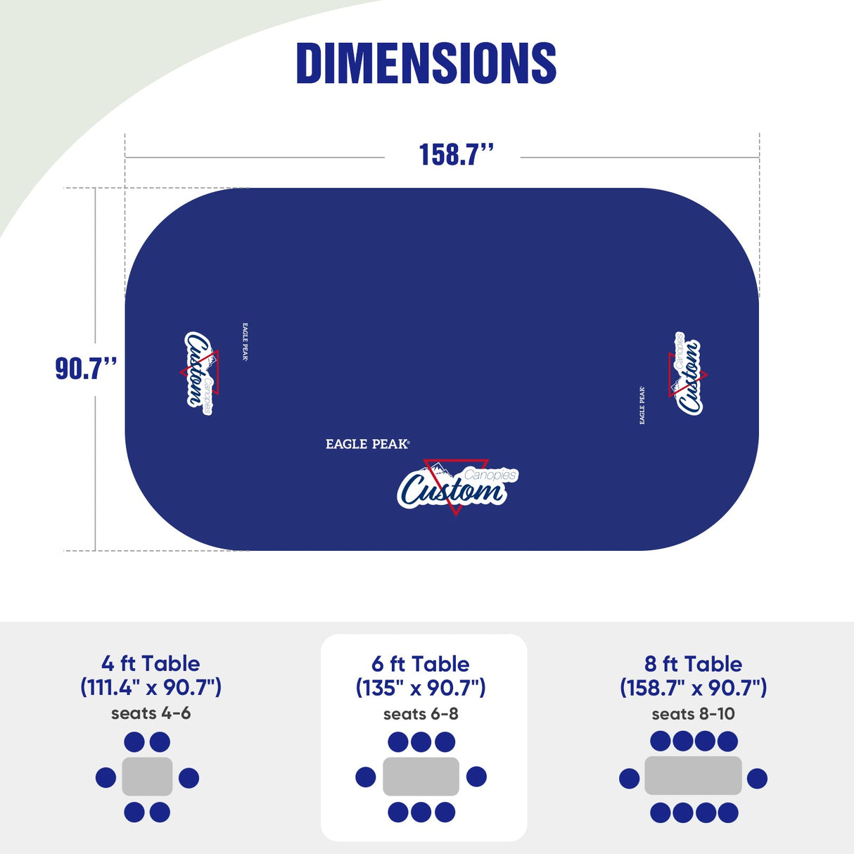 Custom Logo Table Cloth Personalized Table Cover with Your Logo, 4ft/6ft/8ft - Eagle Peak Custom Canopy Tent