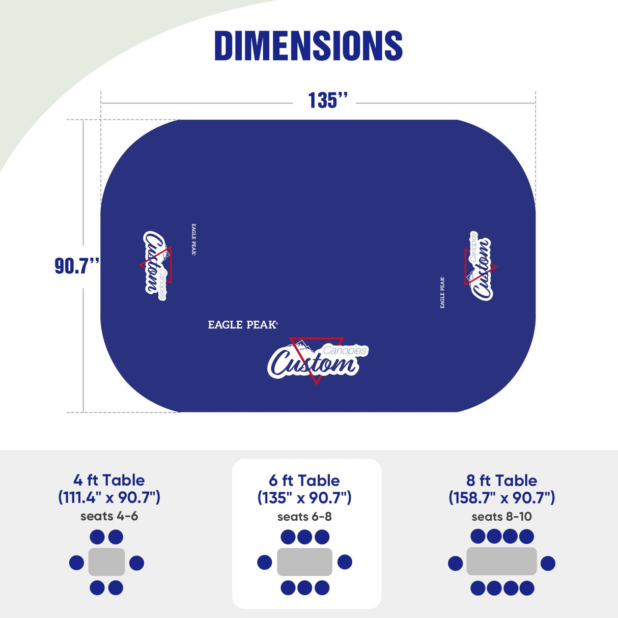 Custom Logo Table Cloth Personalized Table Cover with Your Logo, 4ft/6ft/8ft - Eagle Peak Custom Canopy Tent