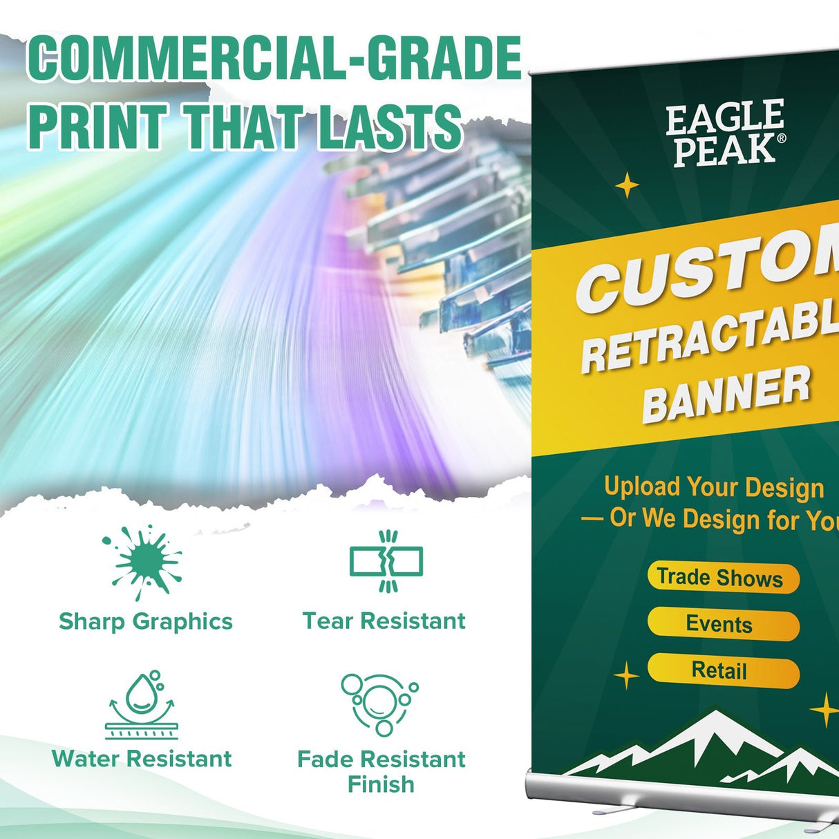 Custom Retractable Banner Stand with Your Business Logo - Eagle Peak
