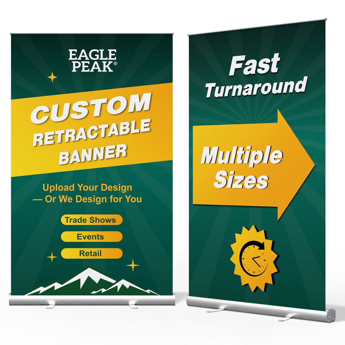 Custom Retractable Banner Stand with Your Business Logo - Eagle Peak®