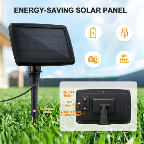 EAGLE PEAK 25 FT S14 Solar - Powered String Lights, IP65, 10 Shatterproof Edison Vintage Bulbs (2 Spare) for Outdoors, 10 Hanging Sockets, Decorative Lights for Christmas, Patio, Garden, Wedding, Party, and Pool - Eagle Peak Canopy and Outdoor Products