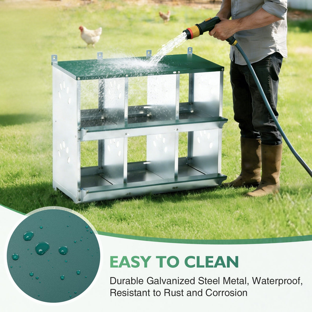 EAGLE PEAK 3/4/6/8/10 - Hole Wall Mounted Chicken Nesting Box (Green) - Eagle Peak Custom Canopy Tent