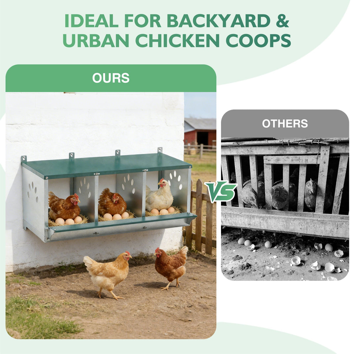 EAGLE PEAK 3/4/6/8/10 - Hole Wall Mounted Chicken Nesting Box (Green) - Eagle Peak Custom Canopy Tent