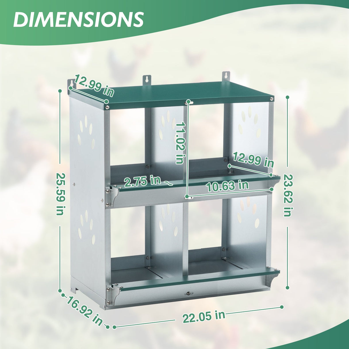 EAGLE PEAK 3/4/6/8/10 - Hole Wall Mounted Chicken Nesting Box (Green) - Eagle Peak Custom Canopy Tent