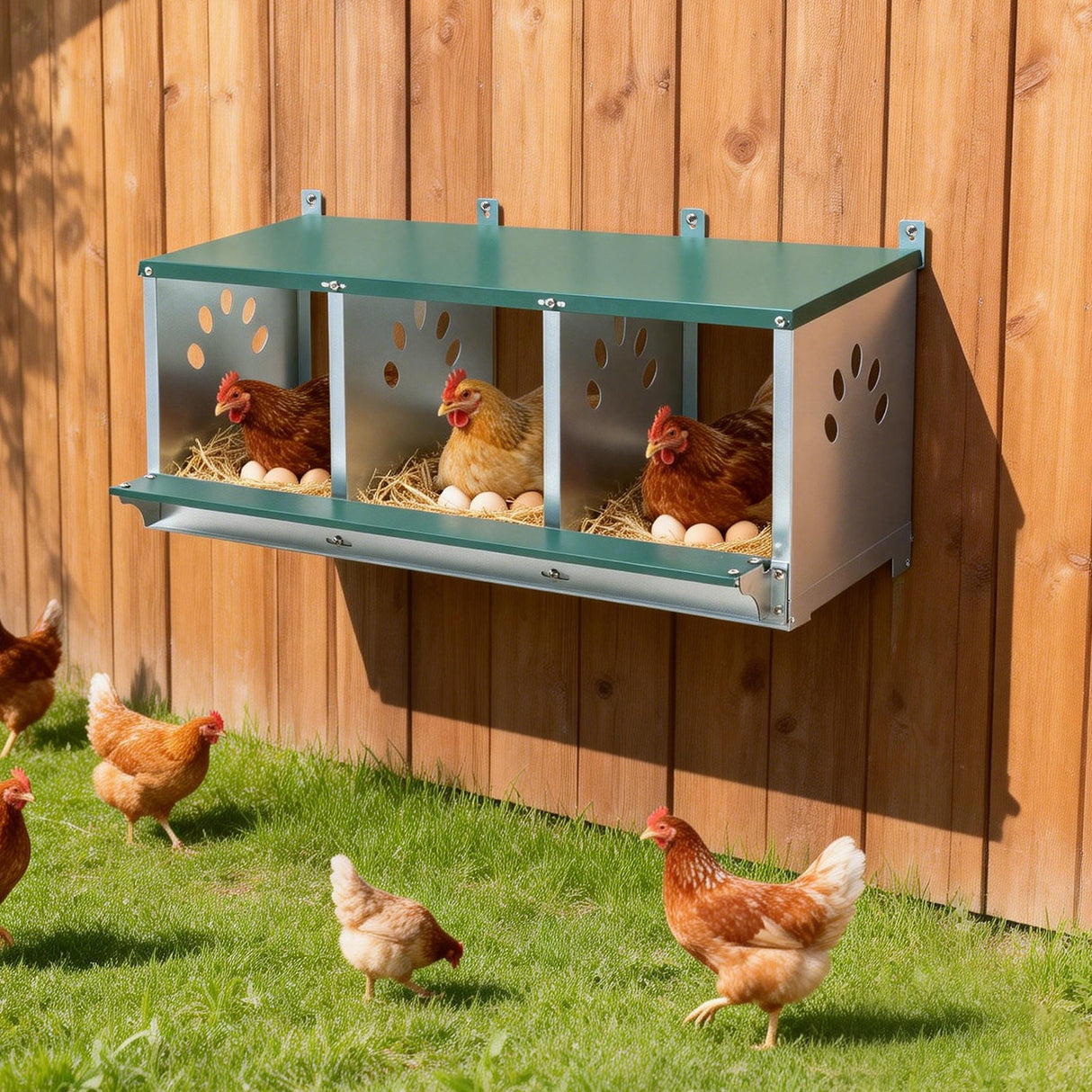 EAGLE PEAK 3/4/6/8/10 - Hole Wall Mounted Chicken Nesting Box (Green) - Eagle Peak Custom Canopy Tent