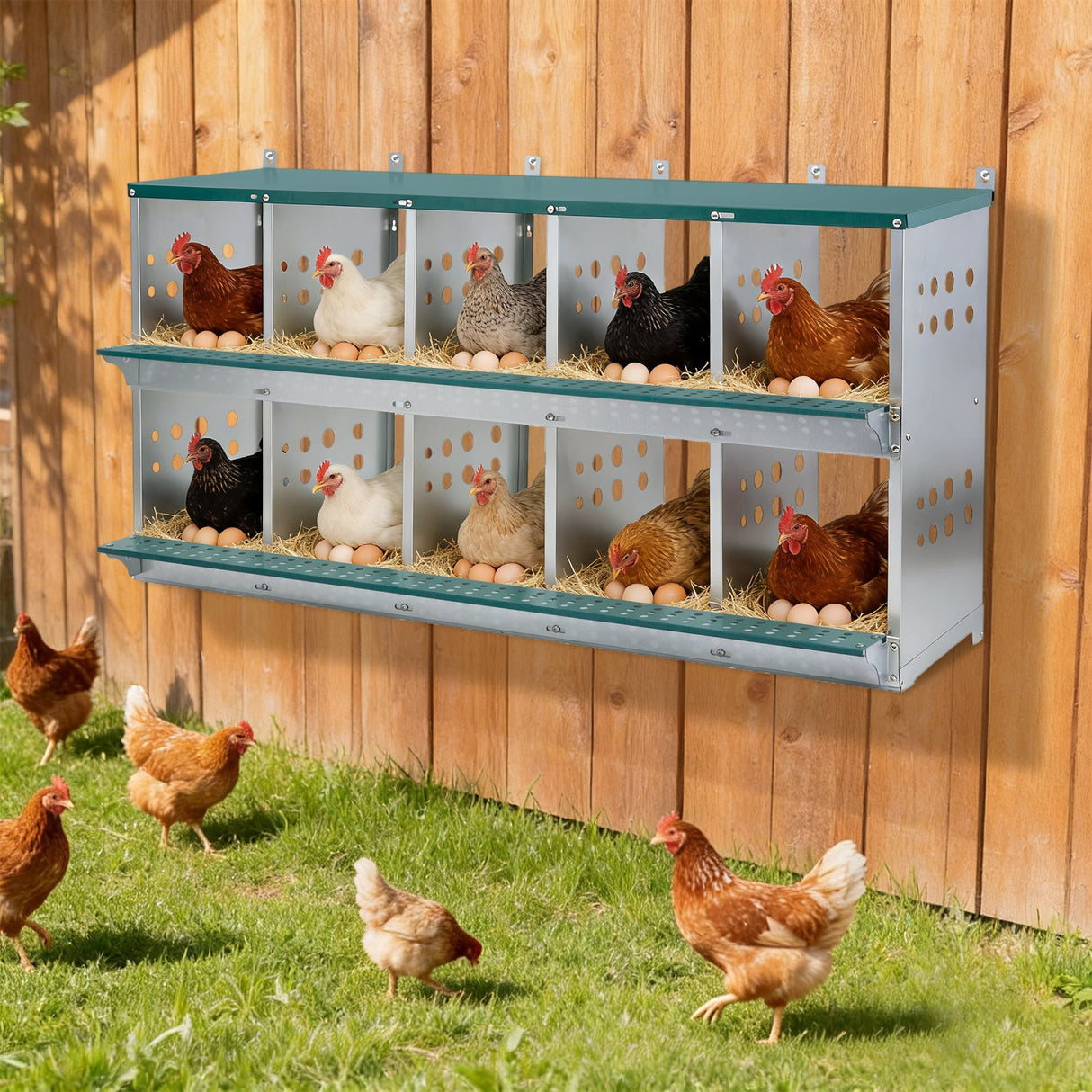 EAGLE PEAK 3/4/6/8/10 - Hole Wall Mounted Chicken Nesting Box (Green) - Eagle Peak Custom Canopy Tent