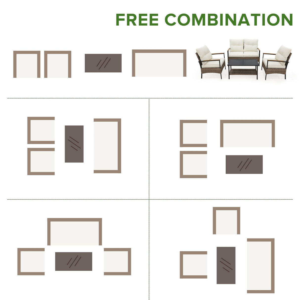 EAGLE PEAK 4 - Piece Outdoor Rattan Conversation Sofa Set with Steel Coffee Table - Eagle Peak Canopy and Outdoor Products