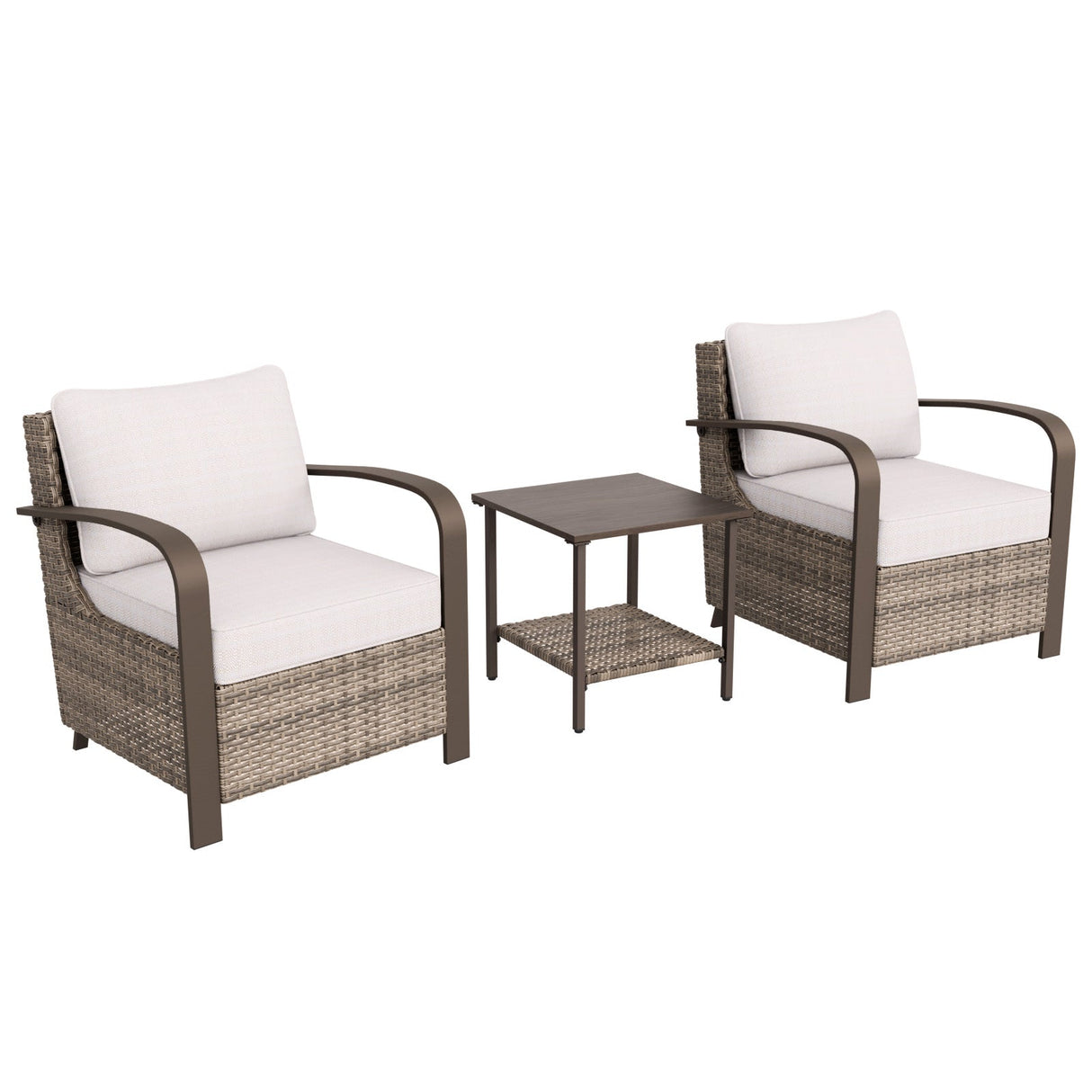 EAGLE PEAK Coastal Vista 3 Piece Patio Bistro Set, Includes 2 Patio Chairs, 1 Side Table,Beige/Blue - Eagle Peak Canopy and Outdoor Products