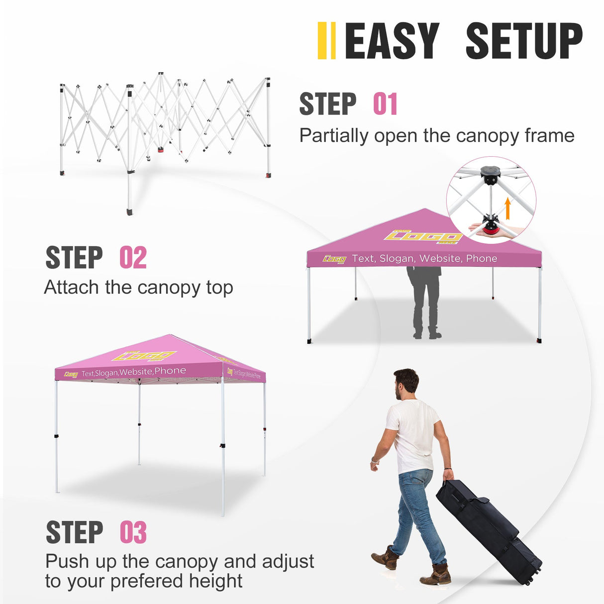 EAGLE PEAK E100 Steel Square Leg Commercial Custom Canopy Tent 10x10 - CLICK TO CONFIGURE - Package Prices Start at $499.00 - Eagle Peak Custom Canopy Tent