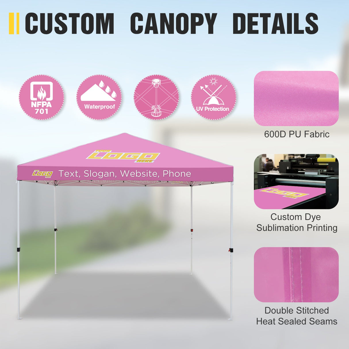 EAGLE PEAK E100 Steel Square Leg Commercial Custom Canopy Tent 10x10 - CLICK TO CONFIGURE - Package Prices Start at $499.00 - Eagle Peak Custom Canopy Tent