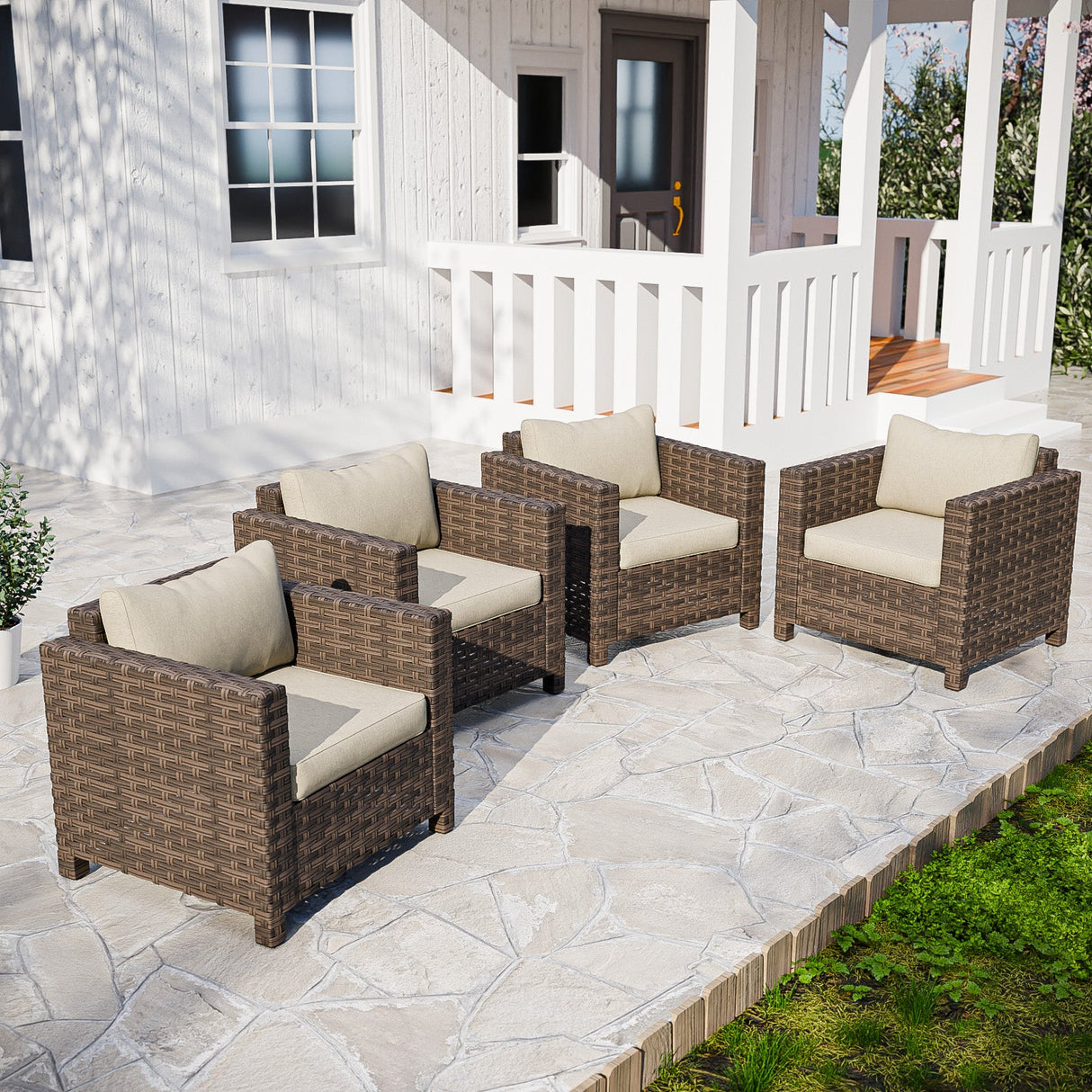 EAGLE PEAK Harbor Haven 1 PC,2 PCS, 4PCS Wicker Patio Chair - Eagle Peak Custom Canopy Tent