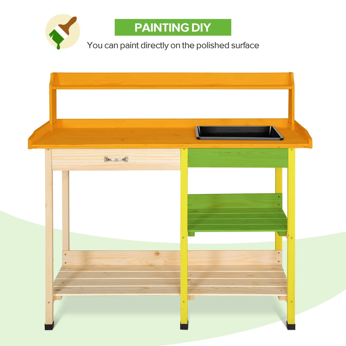 EAGLE PEAK Outdoor Garden Potting Bench Wooden Work Station Table with Removable Dry Sink, Storage Shelf, Handy Hook - Eagle Peak Custom Canopy Tent