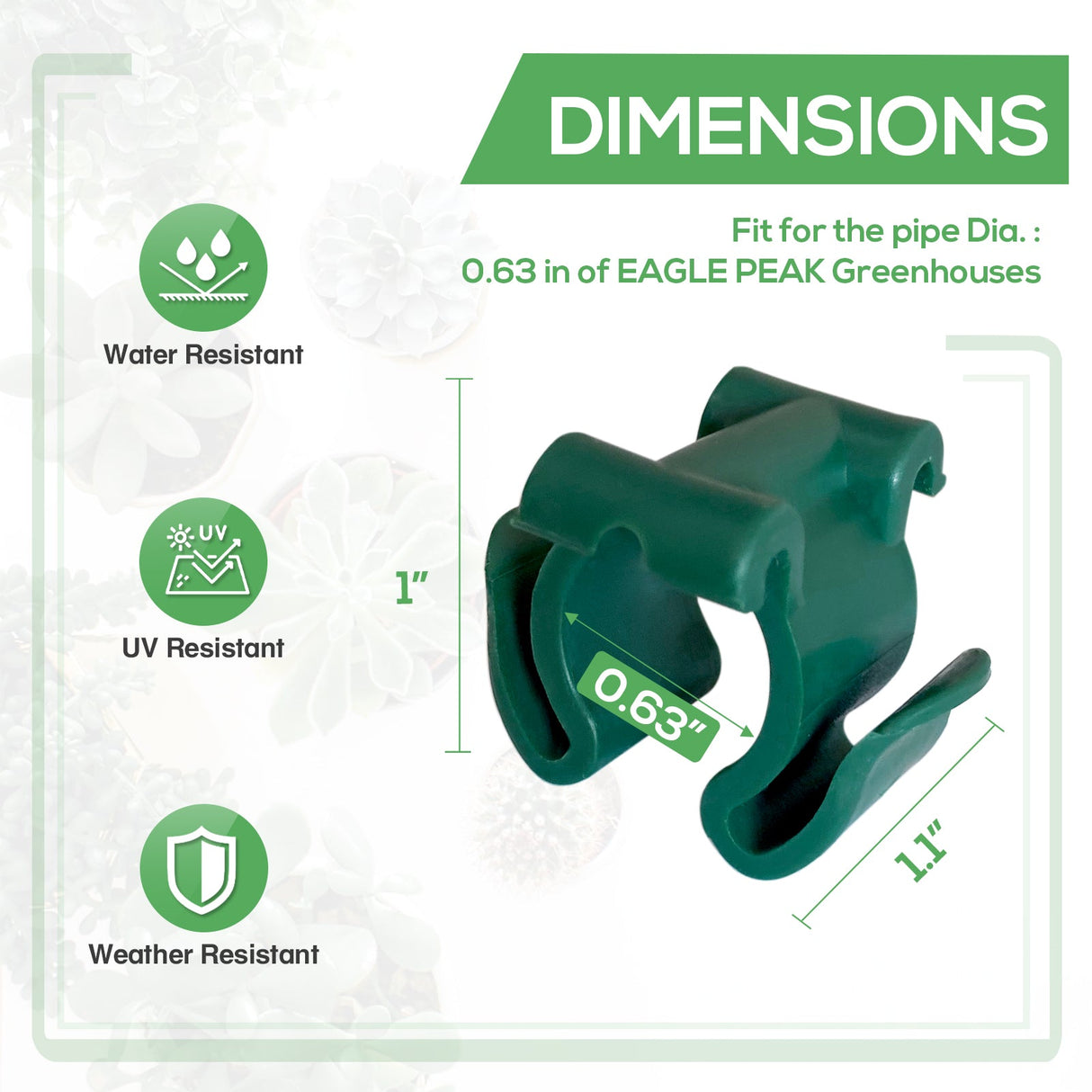 EAGLE PEAK Plastic Greenhouse Shelf Clips for 0.63 inch Tube, Pack of 16, Staging Shelf Rack Buckles - Eagle Peak Canopy and Outdoor Products