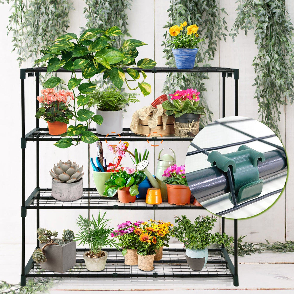 EAGLE PEAK Plastic Greenhouse Shelf Clips for 0.63 inch Tube, Pack of 16, Staging Shelf Rack Buckles - Eagle Peak Canopy and Outdoor Products
